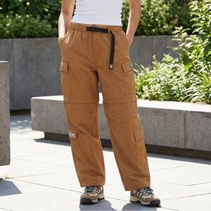 Obey Convertible Cargo Pants Medium Tan Zip Off Shorts Nylon Belted Gorpcore